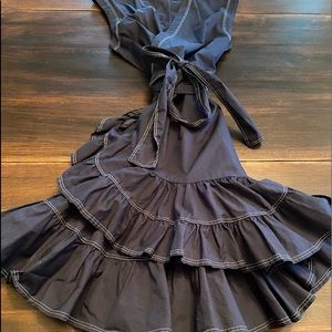 100% Cotton Wrap Dress - Navy blue